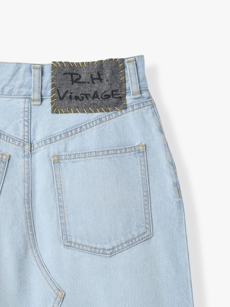 オーガニックコットン デニム スカート（ホワイト/ライトブルー） 詳細画像 white 4