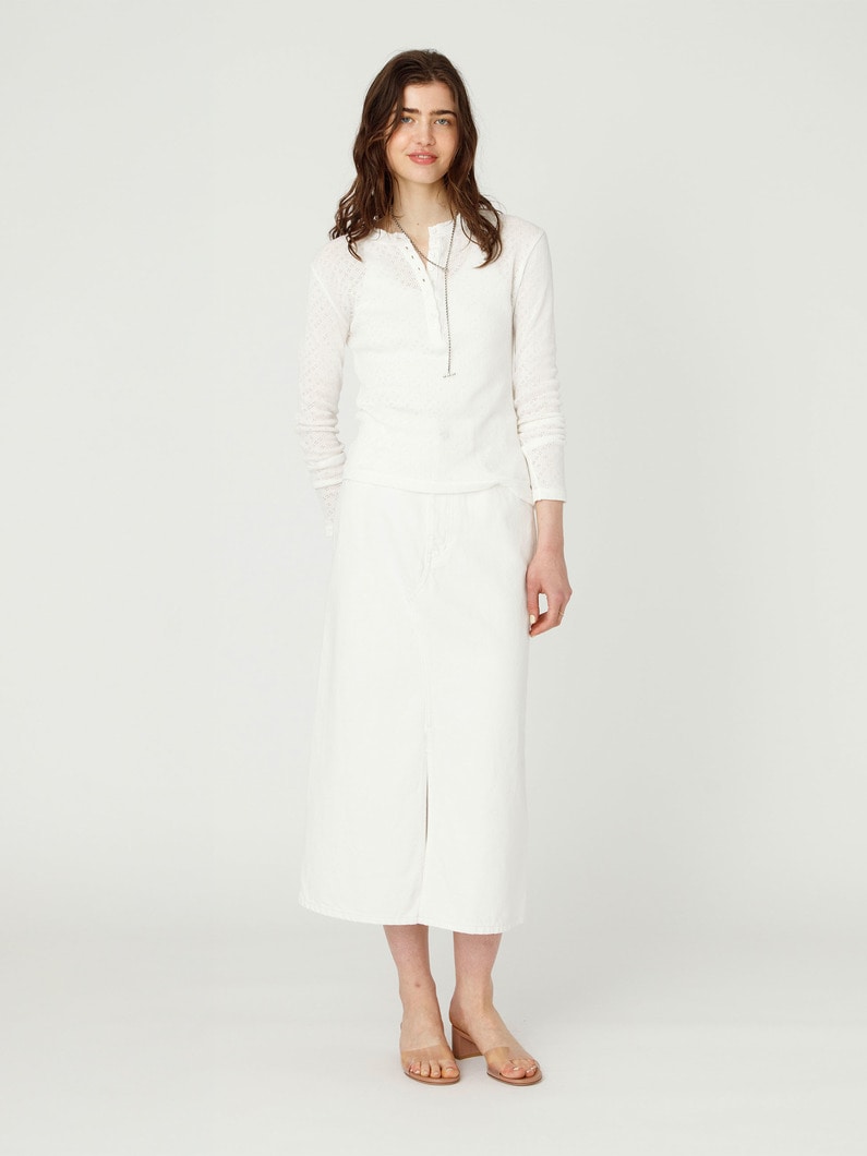 オーガニックコットン デニム スカート（ホワイト/ライトブルー） 詳細画像 white 1