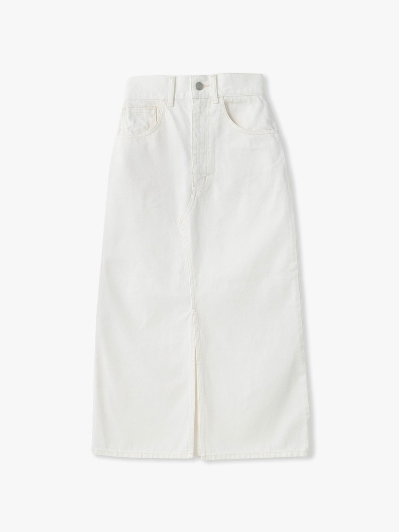 オーガニックコットン デニム スカート（ホワイト/ライトブルー） 詳細画像 white 4