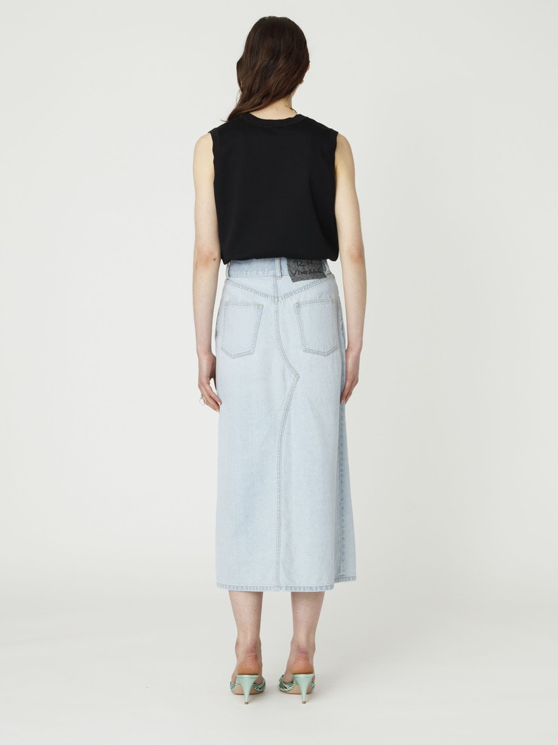 オーガニックコットン デニム スカート（ホワイト/ライトブルー） 詳細画像 light blue 3