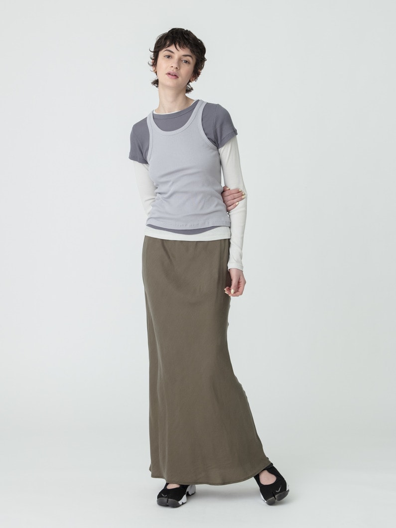 イージー マキシスカート（ブラック/カーキ） 詳細画像 khaki 1