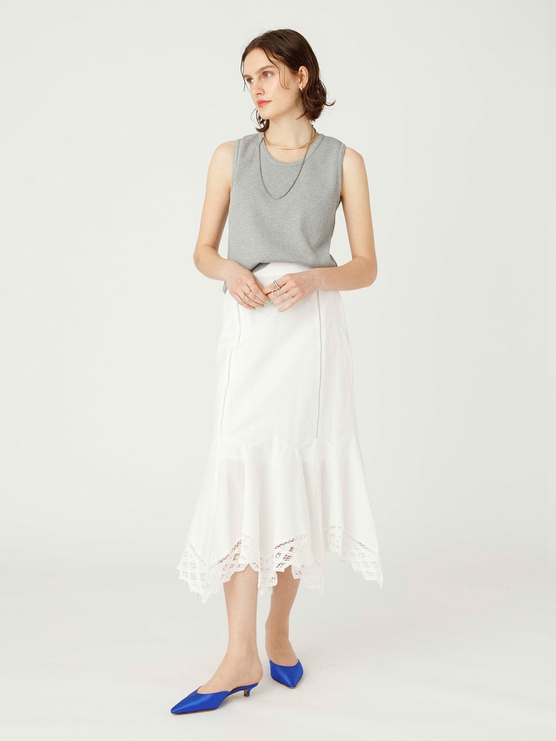 コードレースハンカチヘム スカート 詳細画像 white 1