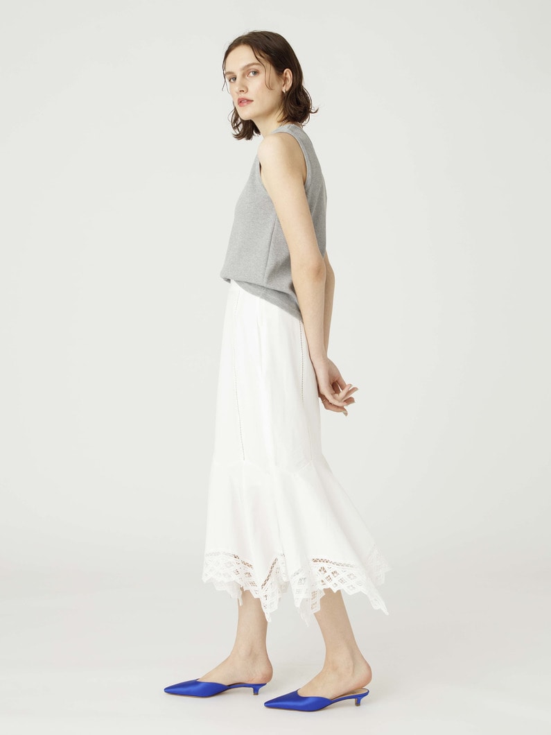 コードレースハンカチヘム スカート 詳細画像 white 2