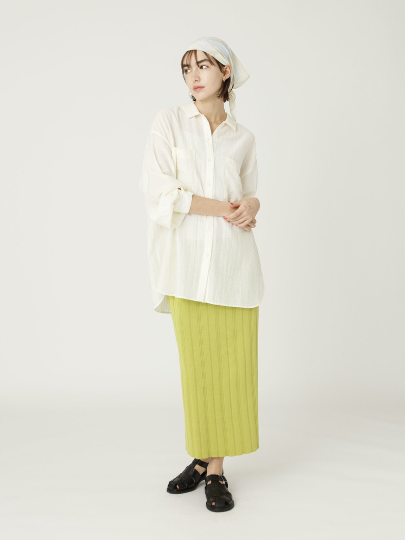 コットン ニット スカート（ブラウン/グリーン/グレー） 詳細画像 green 4