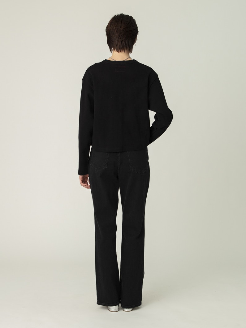 ストレッチ フレア デニム パンツ 詳細画像 black 2