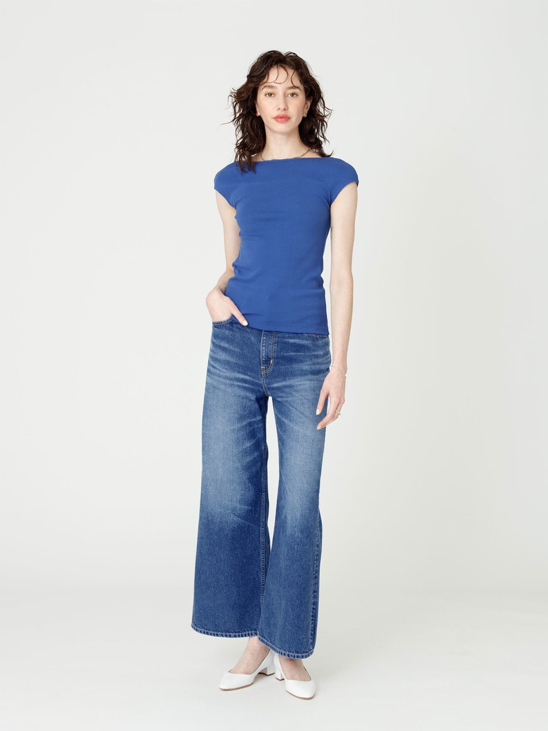 オーガニックコットン フレア デニム パンツ 詳細画像 blue 1