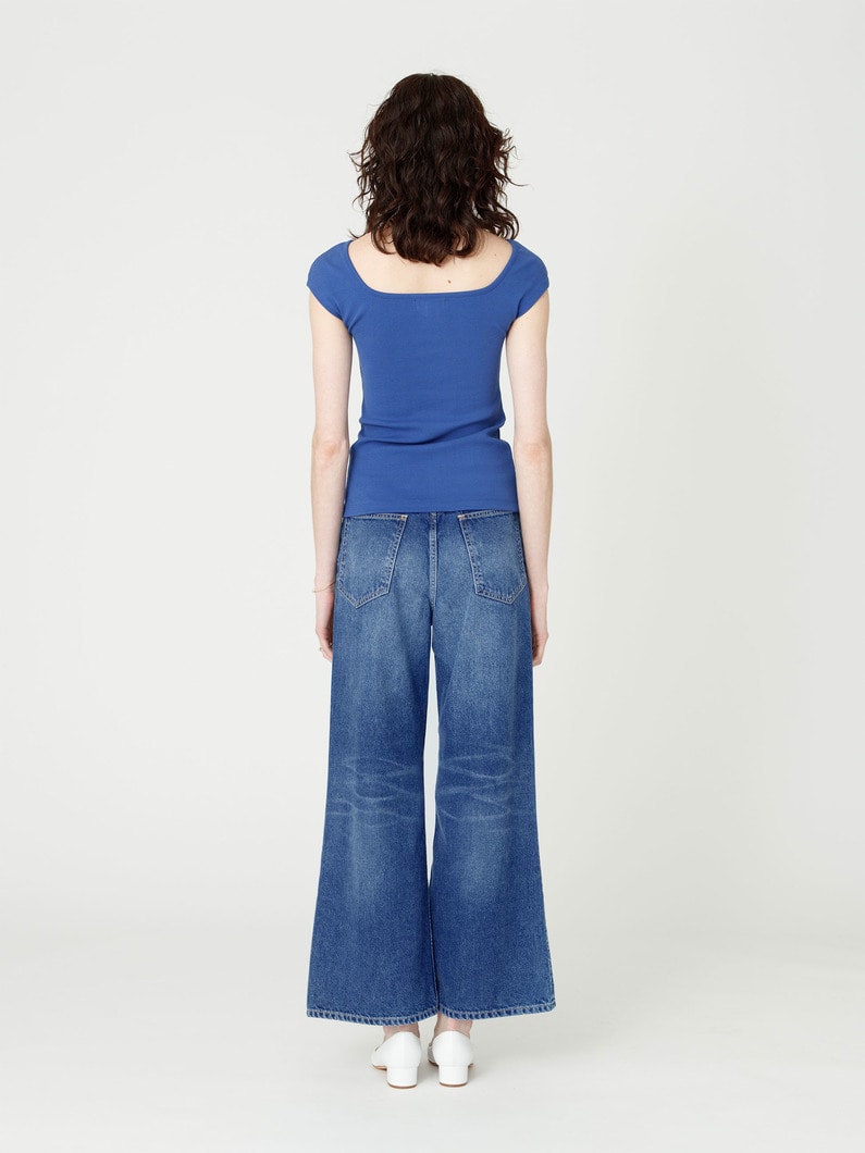 オーガニックコットン フレア デニム パンツ 詳細画像 blue 3