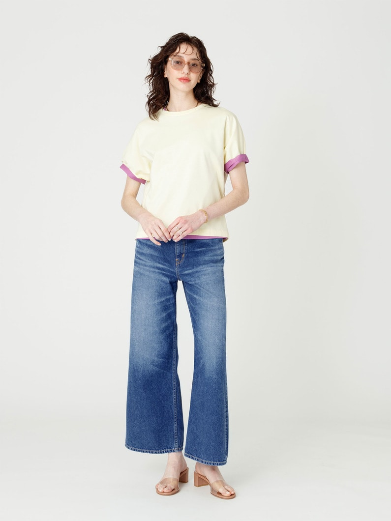 オーガニックコットン フレア デニム パンツ 詳細画像 blue 4