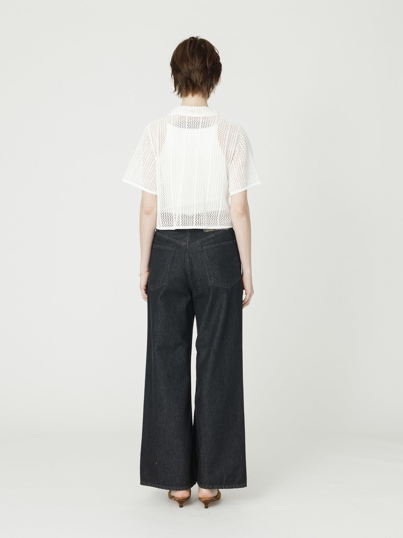 オーガニックコットン フレア デニム パンツ 詳細画像 black 5