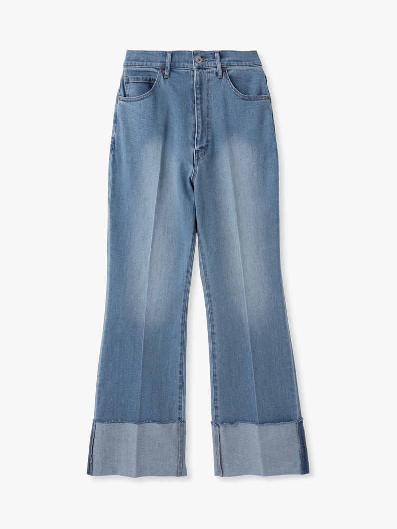 センタープレス ストレッチ デニムパンツ（ブルー/インディゴ） 詳細画像 blue