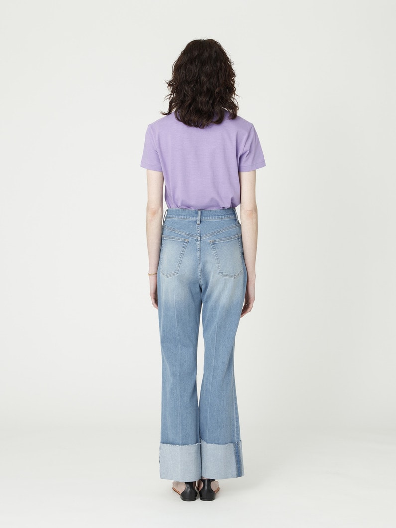 センタープレス ストレッチ デニムパンツ（ブルー/インディゴ） 詳細画像 blue 2