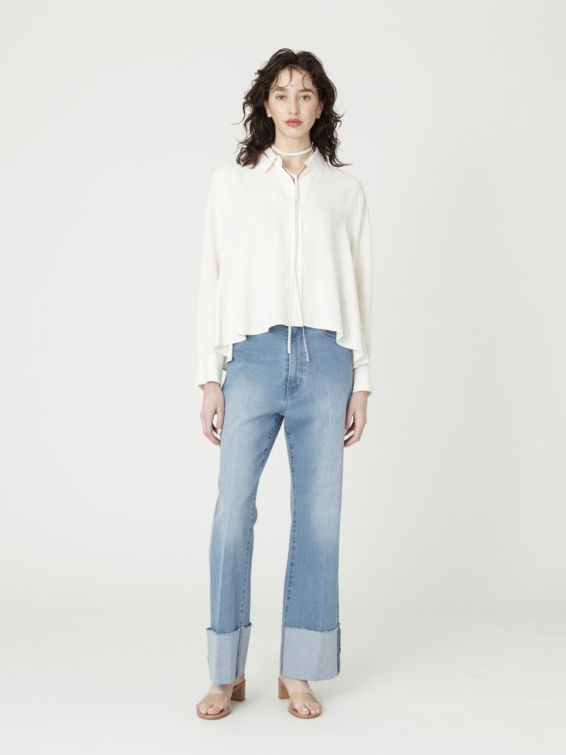 センタープレス ストレッチ デニムパンツ（ブルー/インディゴ） 詳細画像 blue 4