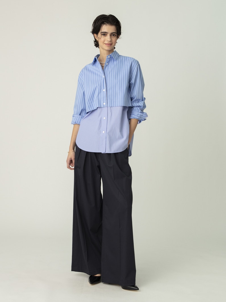 タック イージーパンツ（キャメル/ネイビー） 詳細画像 navy