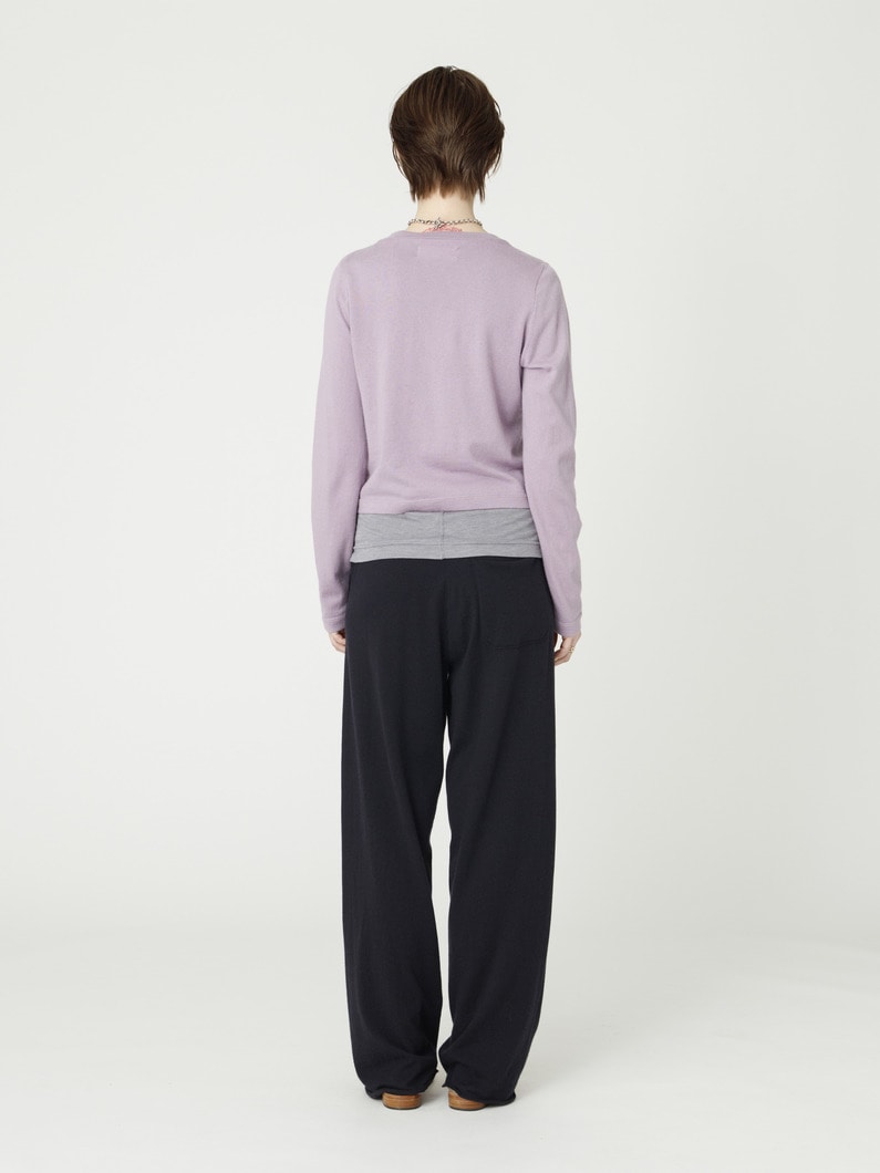 リラックス コットンカシミア パンツ（ホワイト/ネイビー/ラベンダー） 詳細画像 navy 3