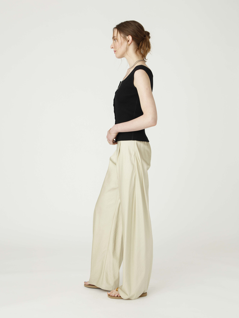 サテン バイアス パンツ（ベージュ/ブラック） 詳細画像 beige 2