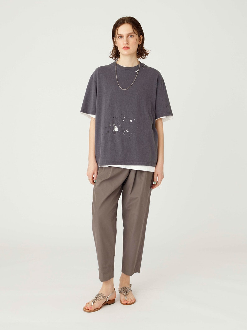 イージー ギャザー パンツ（ブラック/ブラウン） 詳細画像 brown 4