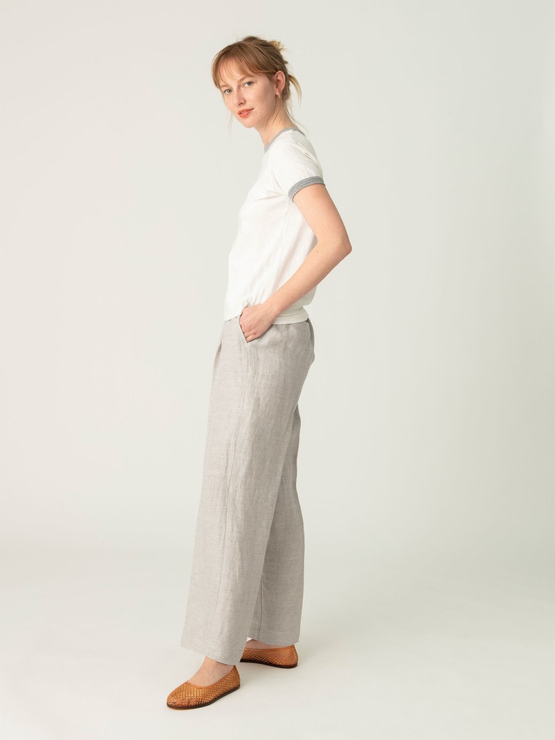 リネン イージーパンツ（ベージュ/ネイビー） 詳細画像 beige 2