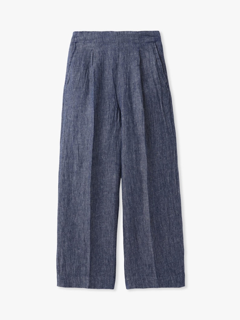 リネン イージーパンツ（ベージュ/ネイビー） 詳細画像 navy 5