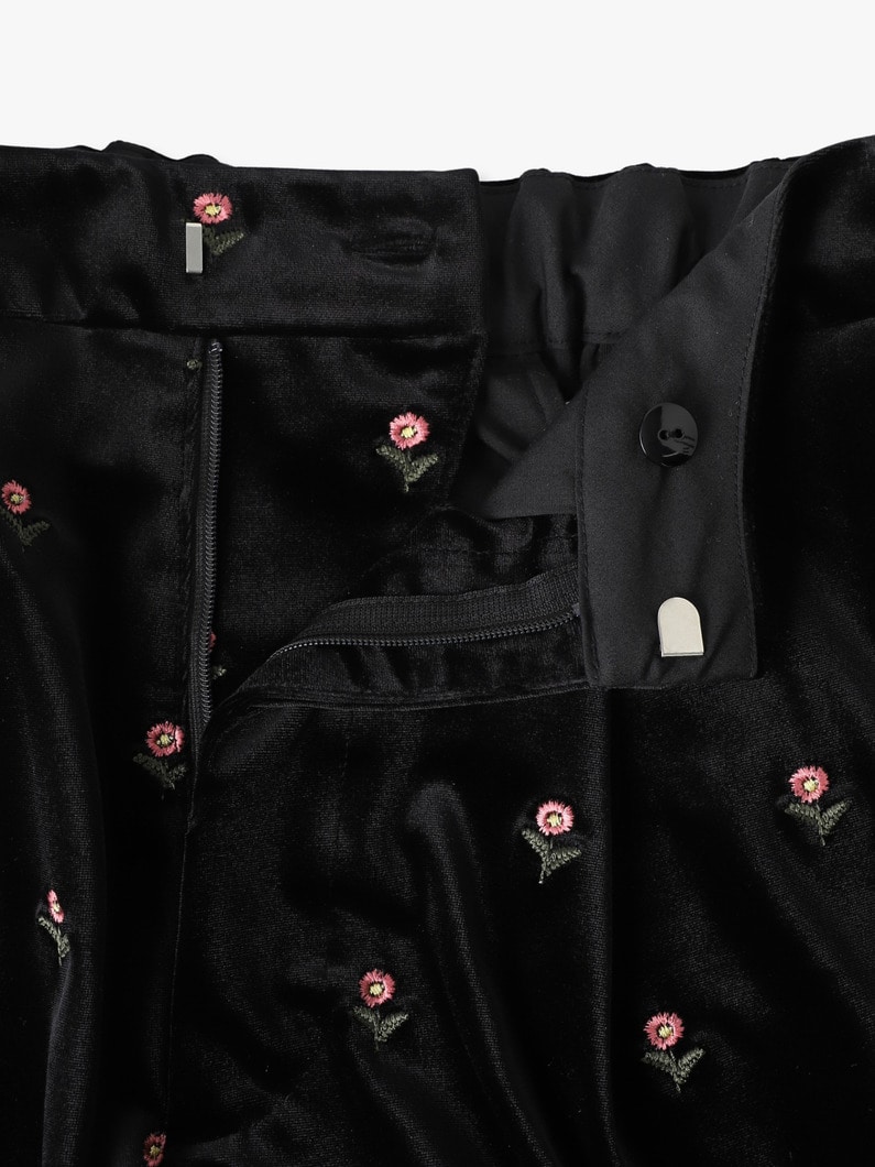 エンブロイダリー ベロア パンツ 詳細画像 black 2