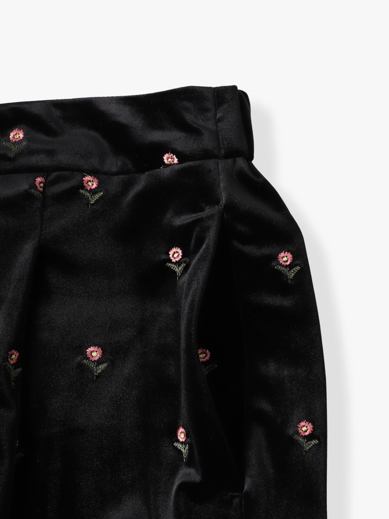 エンブロイダリー ベロア パンツ 詳細画像 black 3