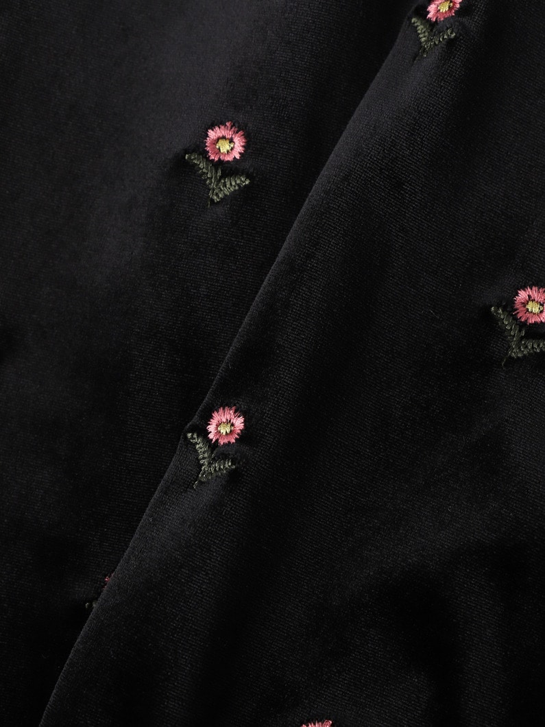 エンブロイダリー ベロア パンツ 詳細画像 black 4