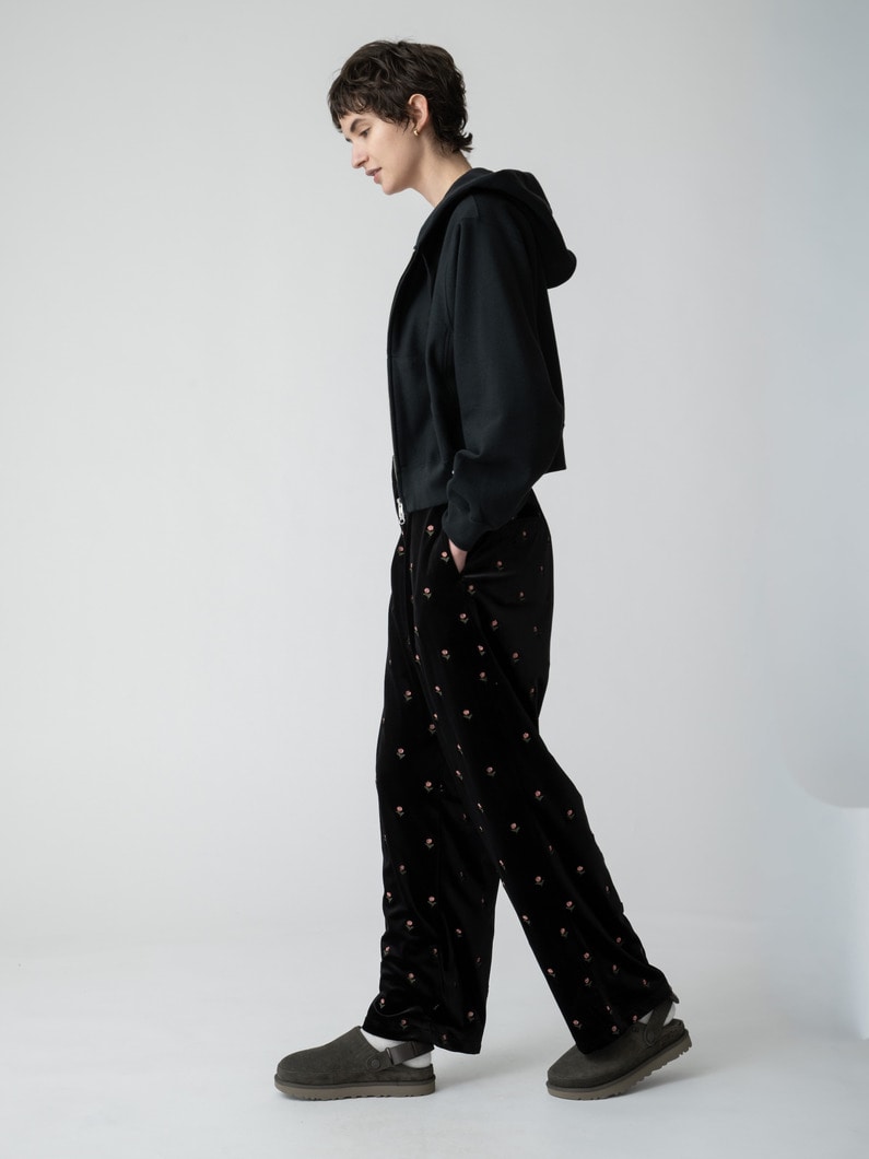 エンブロイダリー ベロア パンツ 詳細画像 black 2