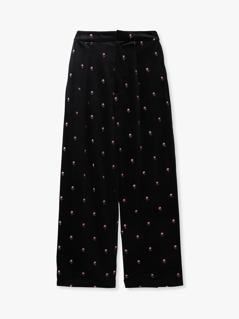 エンブロイダリー ベロア パンツ 詳細画像 black 4