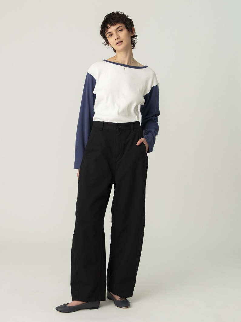 カーヴィー チノパンツ（アイボリー/ネイビー） 詳細画像 navy