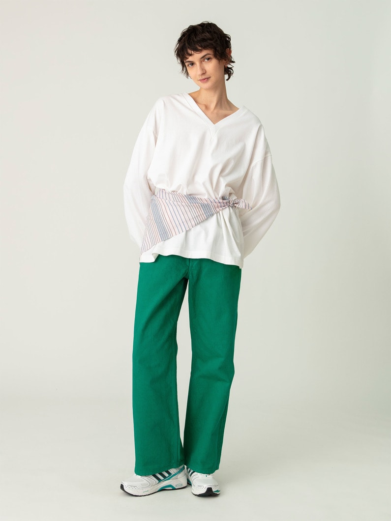 カツラギ カラーデニム パンツ 詳細画像 green