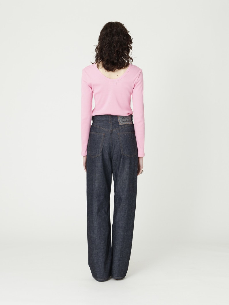 オーガニックコットン デニム  パンツ（ホワイト/ブルー/ブラック/インディゴ） 詳細画像 indigo 2