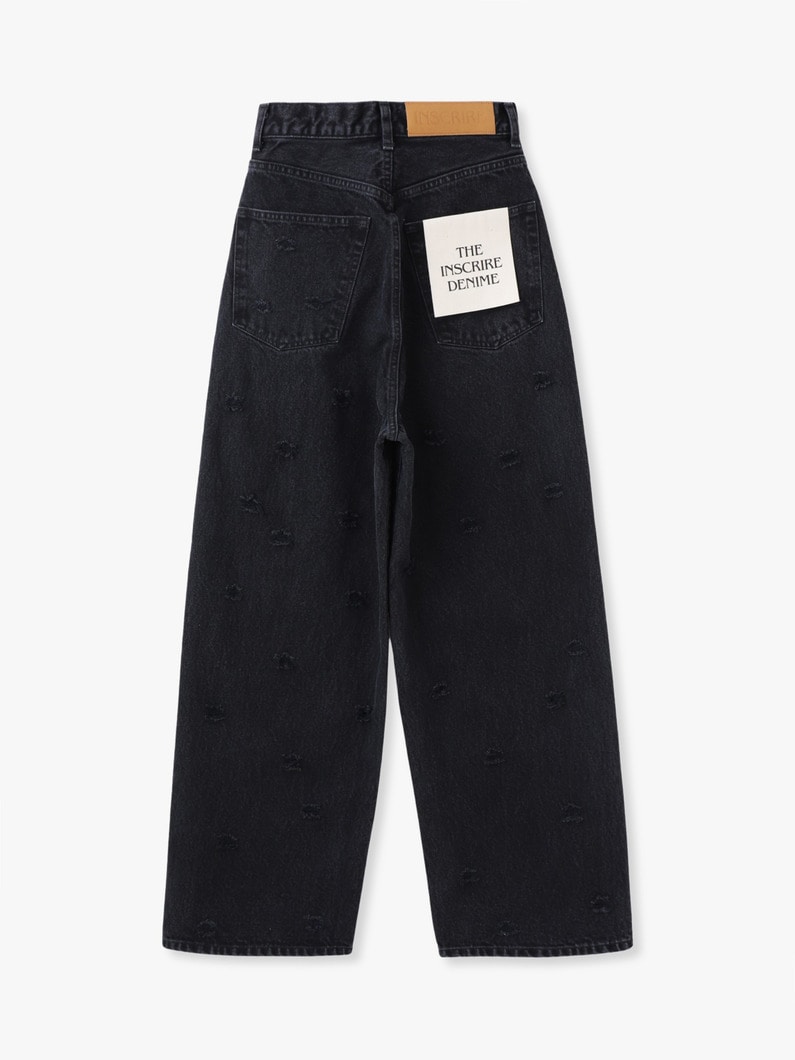 ドット ホール デニム パンツ 詳細画像 black 1