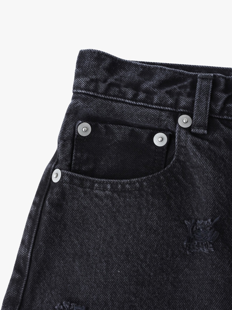 ドット ホール デニム パンツ 詳細画像 black 3