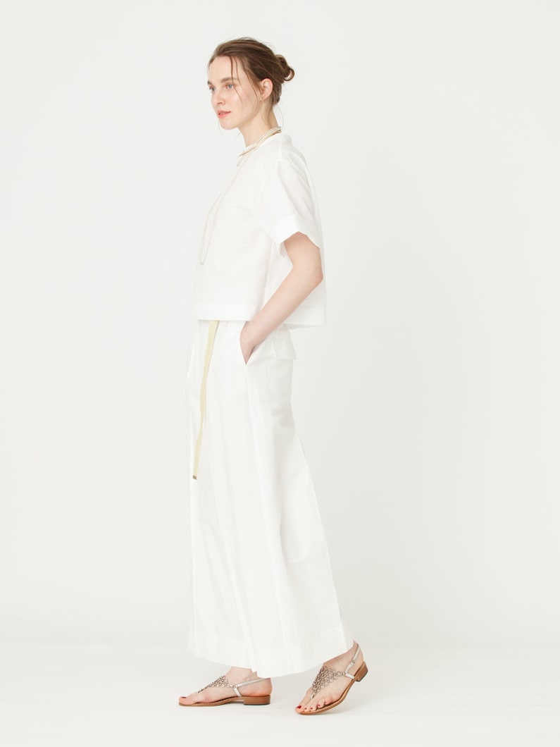 リネンコットン タイプライター パンツ 詳細画像 white 2