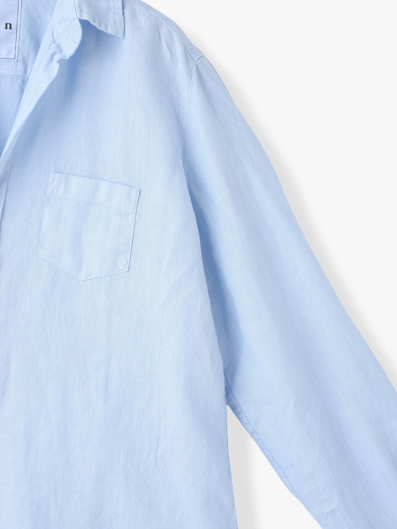アイリーン ウォッシュド リネン シャツ（ホワイト/ネイビー/ライトブルー） 詳細画像 white 2
