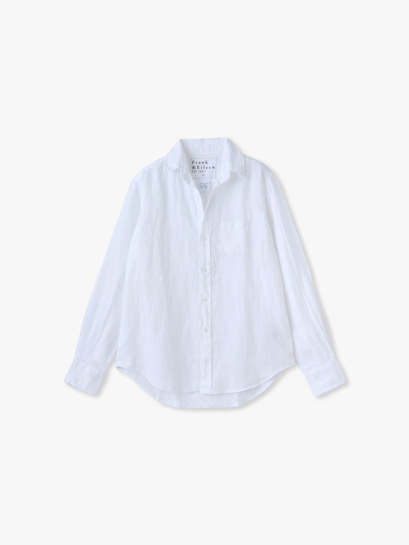 アイリーン ウォッシュド リネン シャツ（ホワイト/ネイビー/ライトブルー） 詳細画像 white 1
