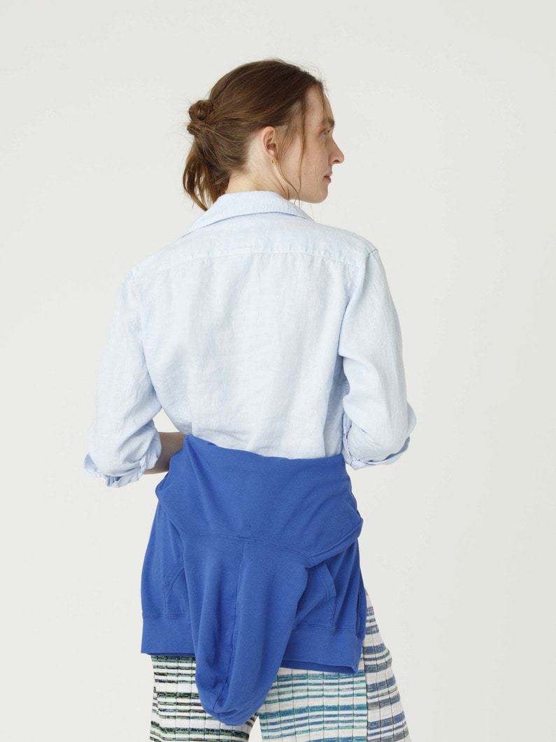 アイリーン ウォッシュド リネン シャツ（ホワイト/ネイビー/ライトブルー） 詳細画像 light blue 2