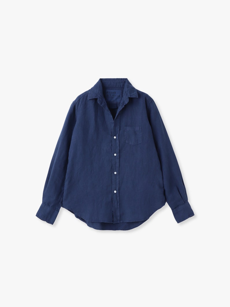 アイリーン ウォッシュド リネン シャツ（ホワイト/ネイビー/ライトブルー） 詳細画像 navy
