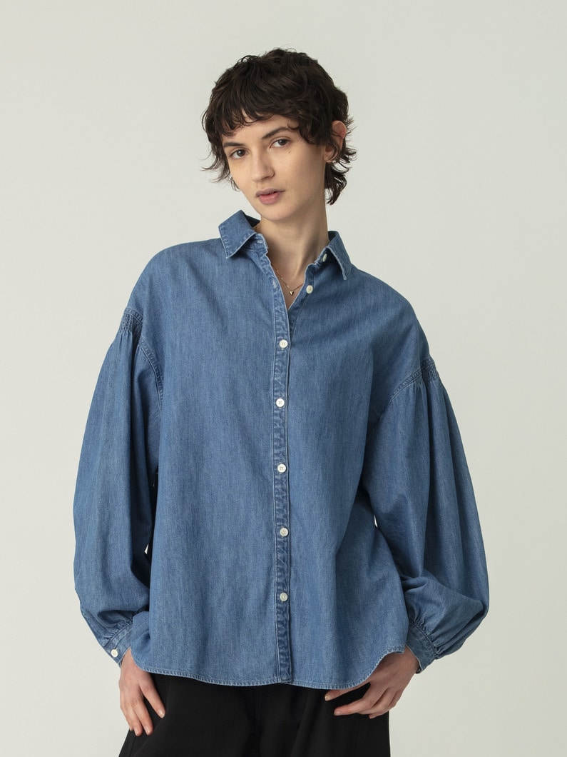 シャーリング ヨーク シャツ（ブルー） 詳細画像 blue 1