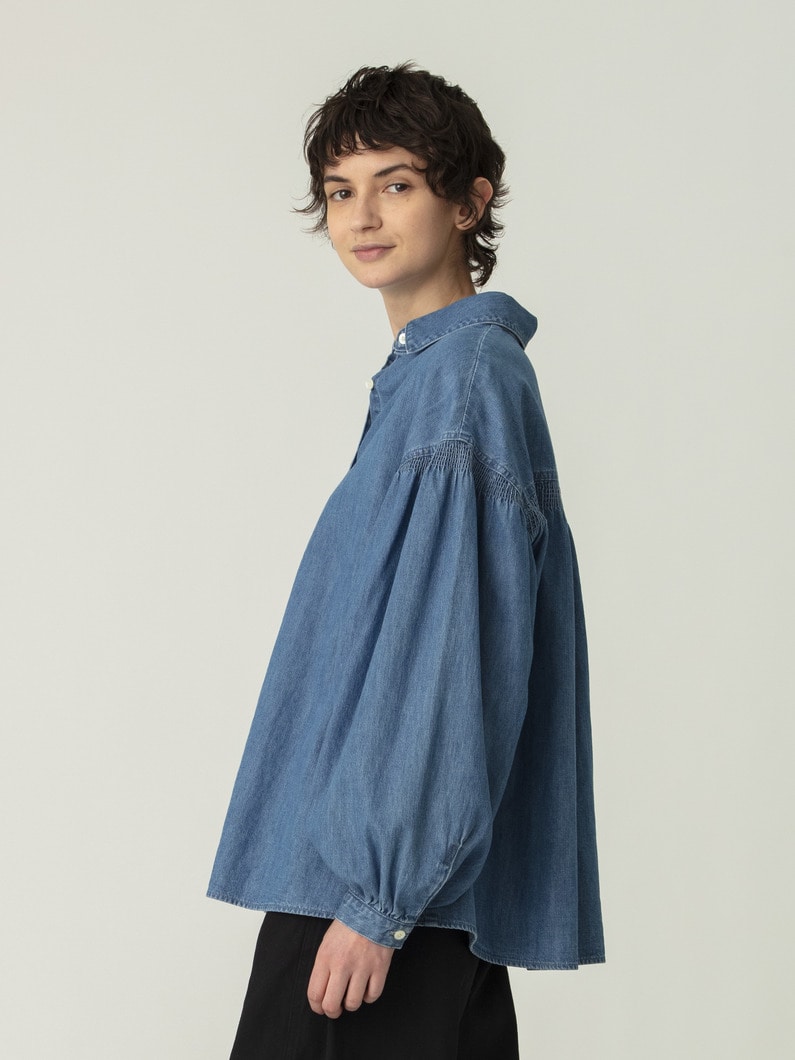 シャーリング ヨーク シャツ（ブルー） 詳細画像 blue 2