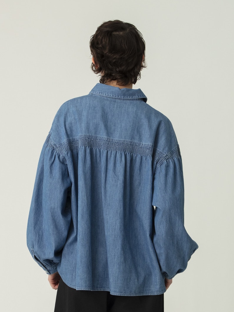 シャーリング ヨーク シャツ（ブルー） 詳細画像 blue 3