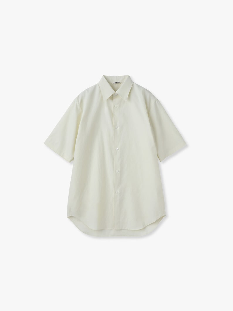 ウォッシュド フィンクス ツイル ハーフスリーブ シャツ 詳細画像 ivory