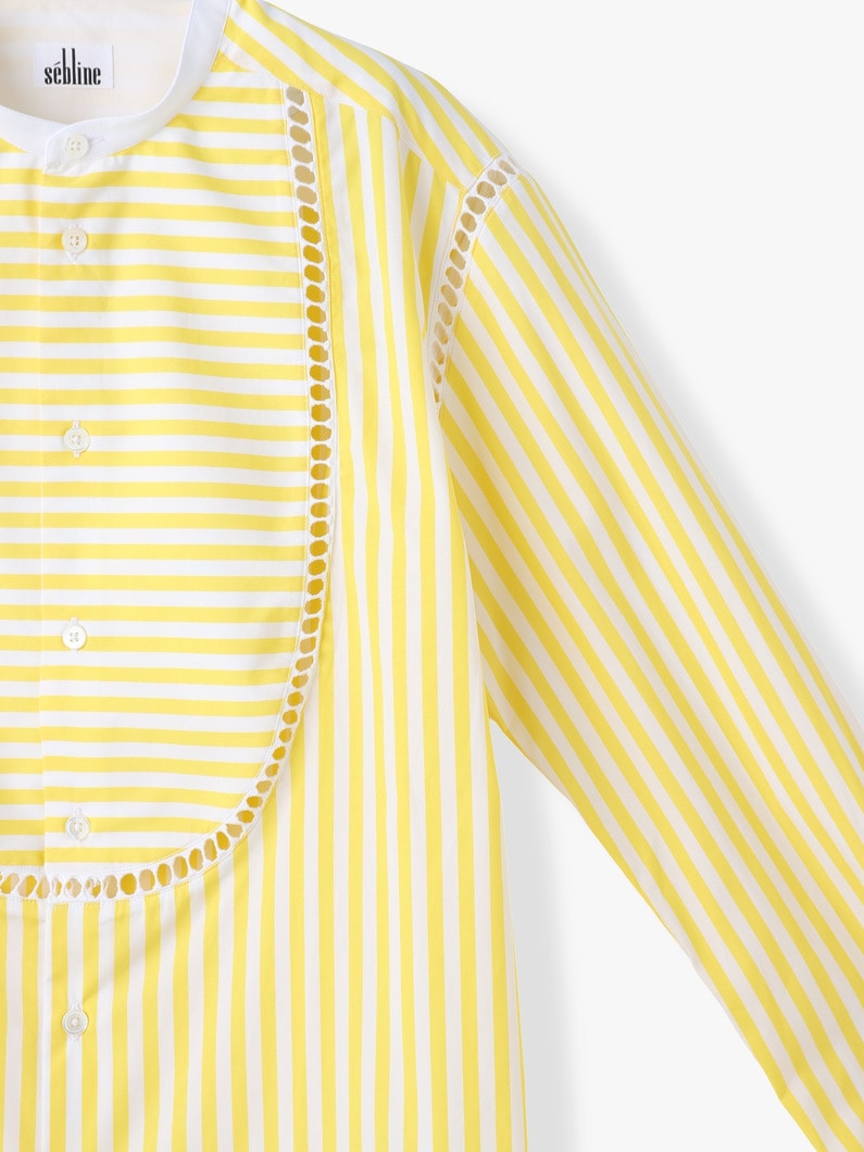 ジュール エシェル バニー ストライプ コットン シャツ（イエロー） 詳細画像 yellow 2