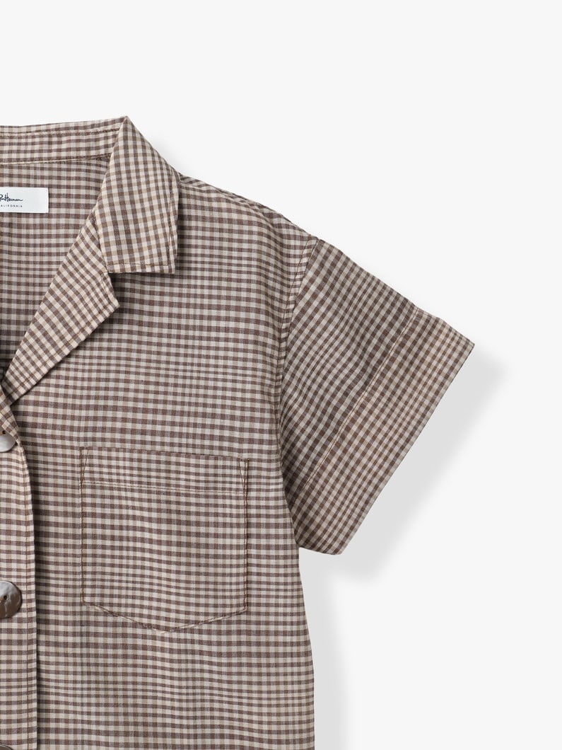 オープンカラー チェック シャツ 詳細画像 brown 2