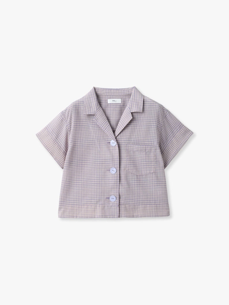 オープンカラー チェック シャツ 詳細画像 purple 4