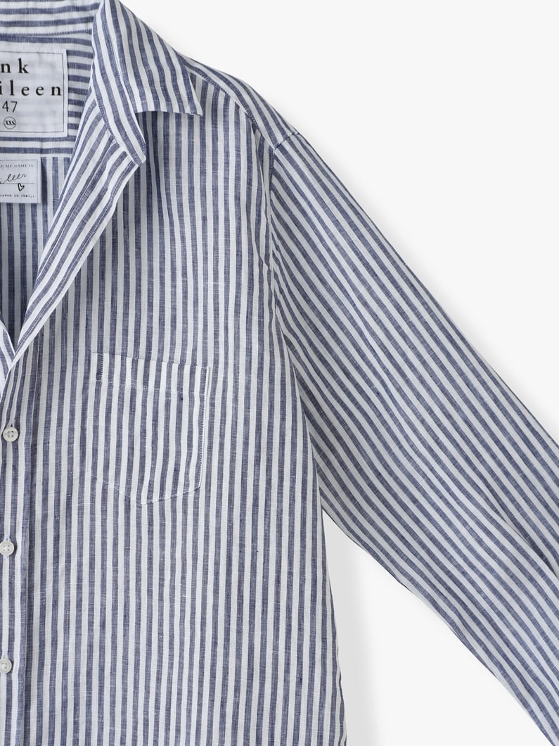 アイリーン イタリアンリネン ストライプシャツ（ホワイトネイビー） 詳細画像 white/navy 2