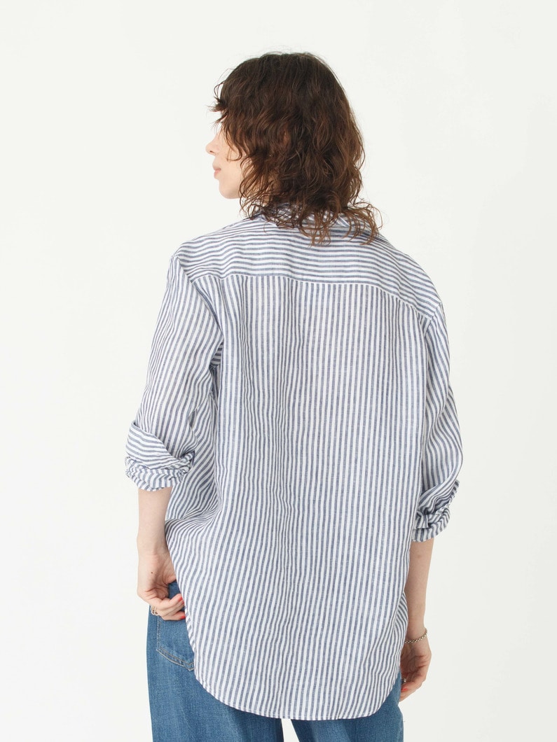 アイリーン イタリアンリネン ストライプシャツ（ホワイトネイビー） 詳細画像 white/navy 3