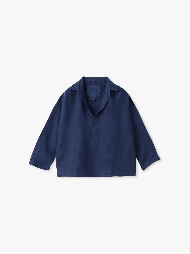 ギャビ ウォッシュドリネン スキッパーシャツ 詳細画像 navy