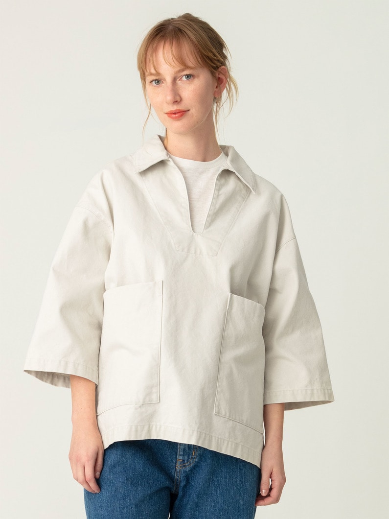 キャンバス シャツ プルオーバー 詳細画像 ivory 1