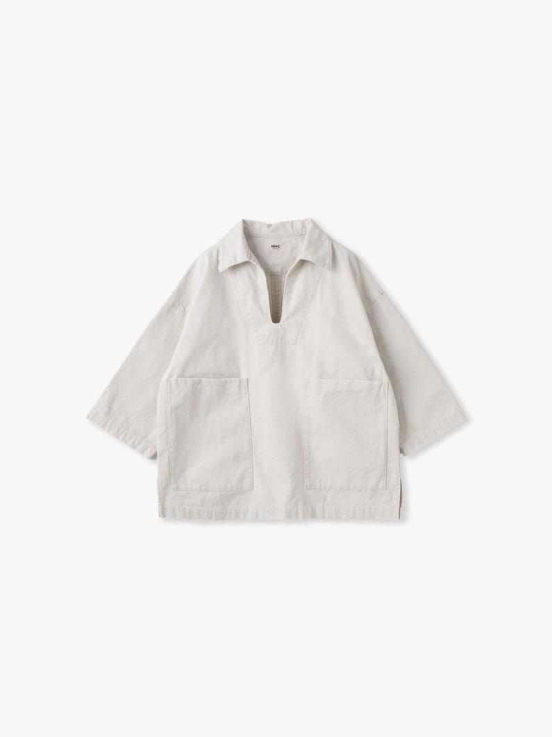 キャンバス シャツ プルオーバー 詳細画像 ivory 3