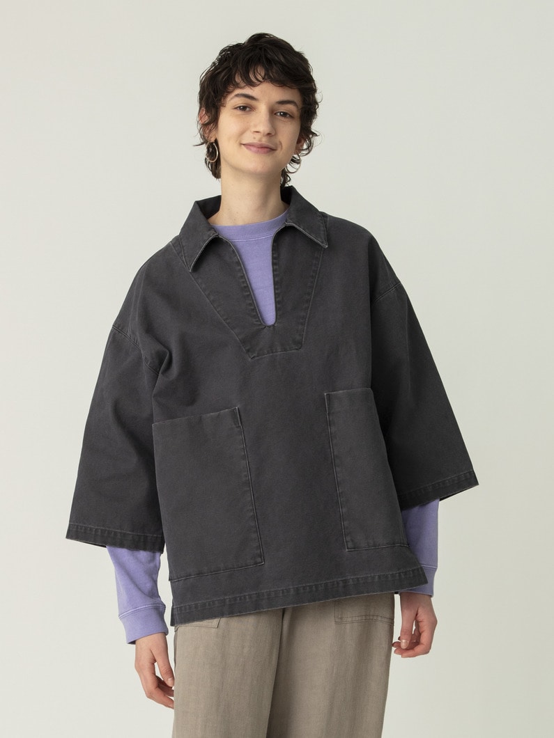 キャンバス シャツ プルオーバー 詳細画像 charcoal gray